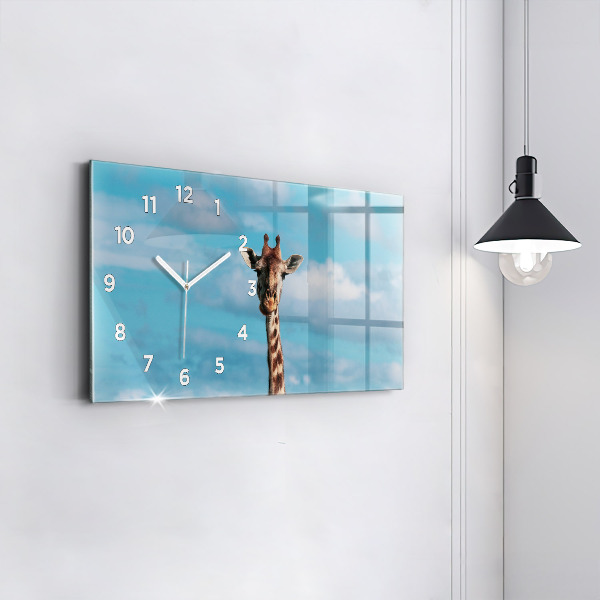 Horizontal wall clock Tall Giraffe Against Sky Background