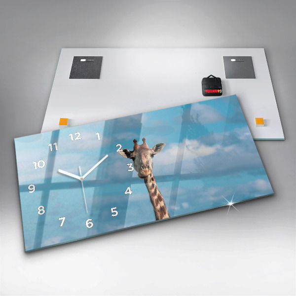 Horizontal wall clock Tall Giraffe Against Sky Background