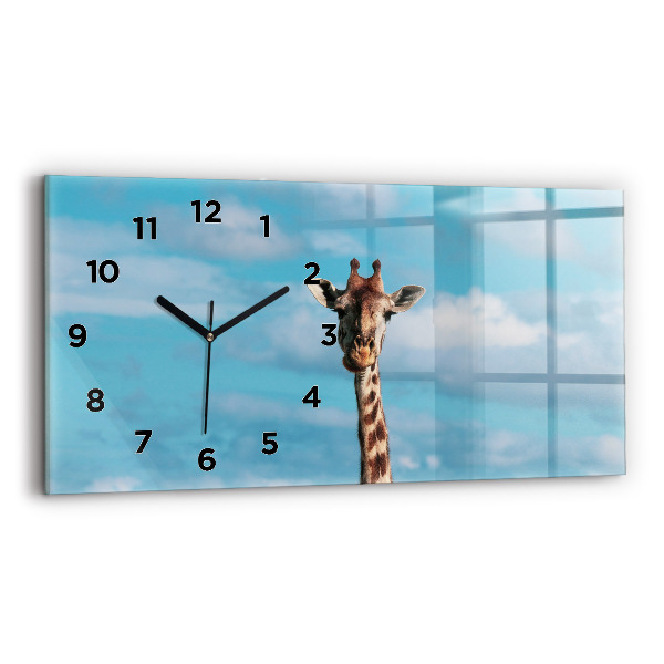 Horizontal wall clock Tall Giraffe Against Sky Background