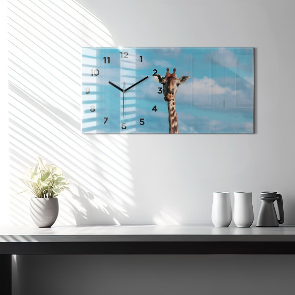 Horizontal wall clock Tall Giraffe Against Sky Background