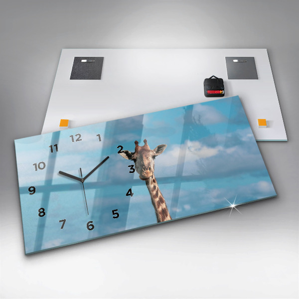 Horizontal wall clock Tall Giraffe Against Sky Background