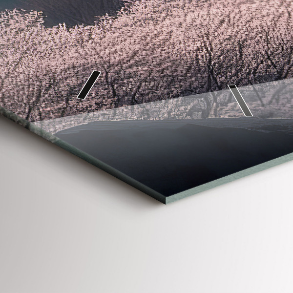 Horizontal wall clock Asian Tower Cherry Blossoms