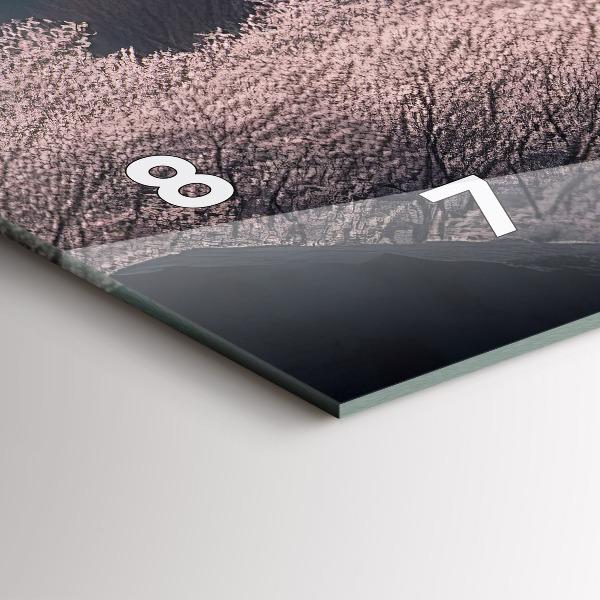 Horizontal wall clock Asian Tower Cherry Blossoms