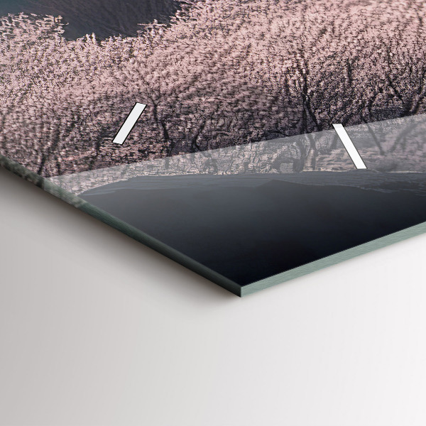 Horizontal wall clock Asian Tower Cherry Blossoms