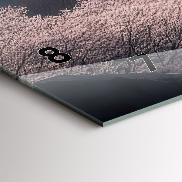 Horizontal wall clock Asian Tower Cherry Blossoms