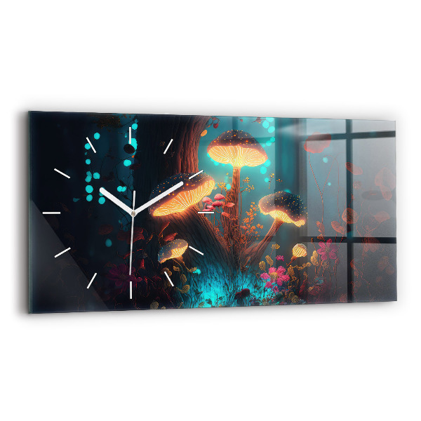 Horizontal wall clock Forest and magic mushrooms