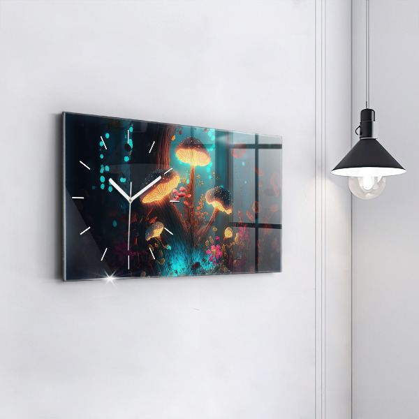 Horizontal wall clock Forest and magic mushrooms