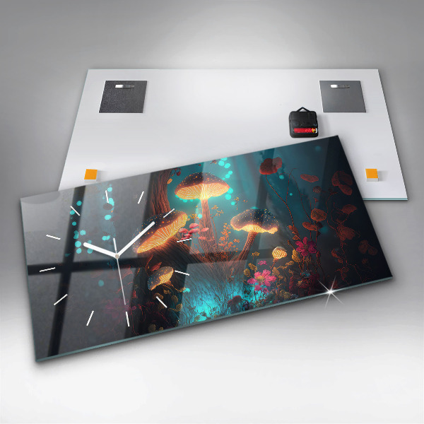 Horizontal wall clock Forest and magic mushrooms