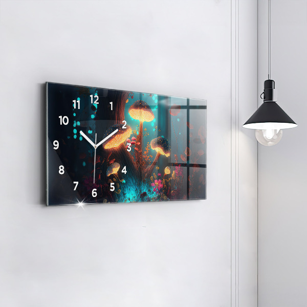 Horizontal wall clock Forest and magic mushrooms