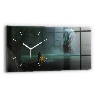 Horizontal wall clock Man and Monster in the Swamp