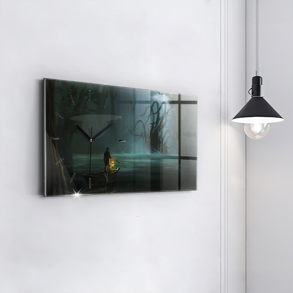 Horizontal wall clock Man and Monster in the Swamp
