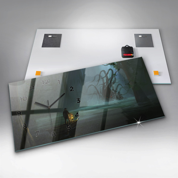 Horizontal wall clock Man and Monster in the Swamp