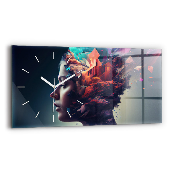 Horizontal wall clock Emotions abstract woman