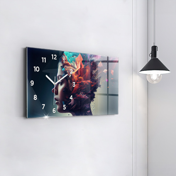 Horizontal wall clock Emotions abstract woman
