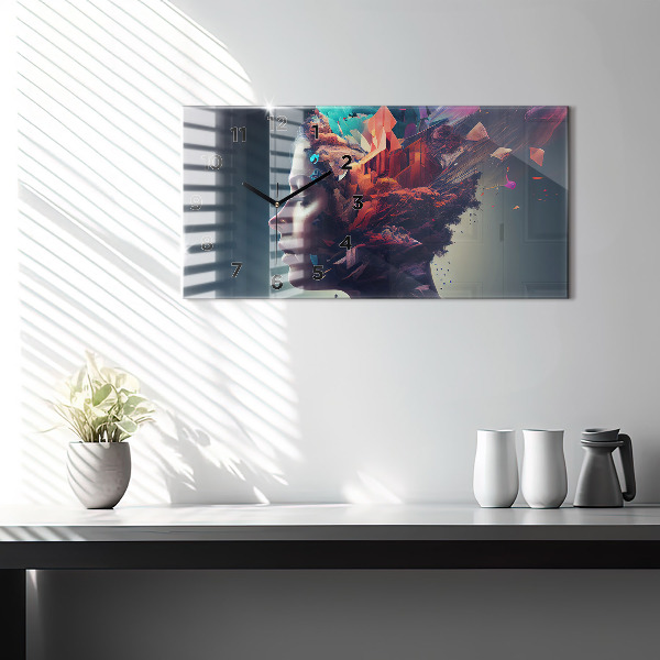 Horizontal wall clock Emotions abstract woman