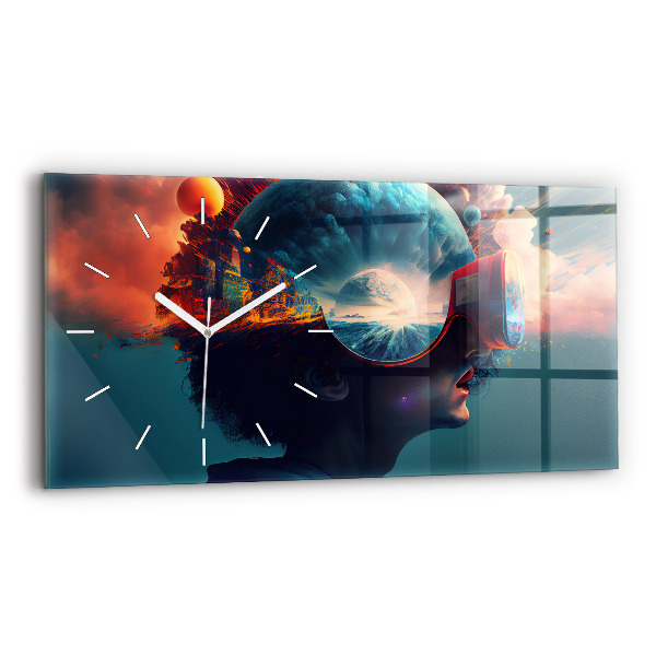 Horizontal wall clock Futuristic Virtual World