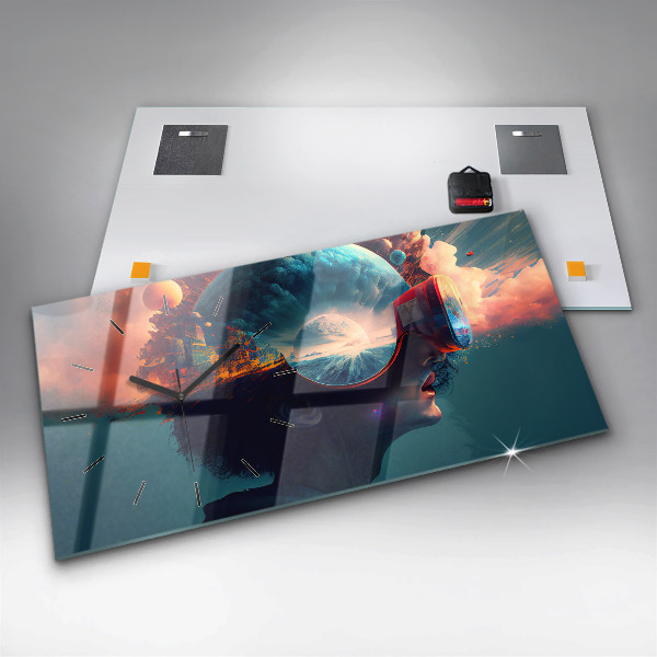 Horizontal wall clock Futuristic Virtual World