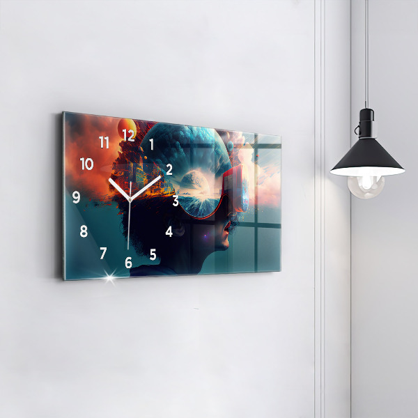 Horizontal wall clock Futuristic Virtual World