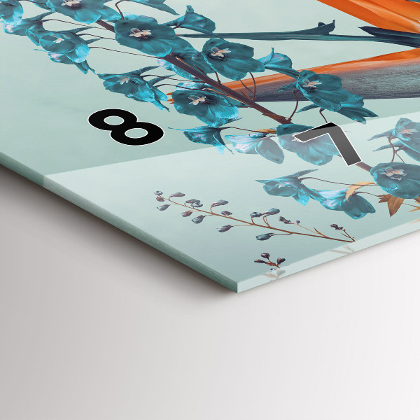 Horizontal wall clock Woman with flowers