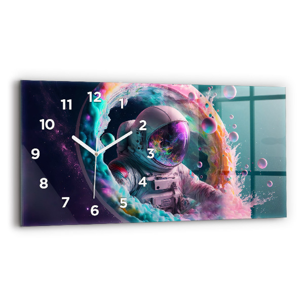 Horizontal wall clock Cosmonaut colorful clouds