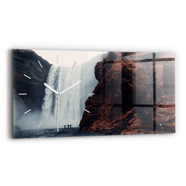 Horizontal wall clock Waterfall Iceland Landscape