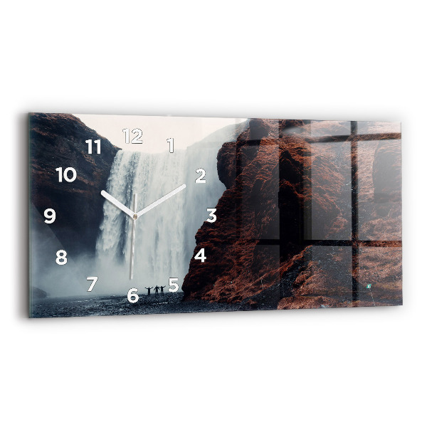 Horizontal wall clock Waterfall Iceland Landscape