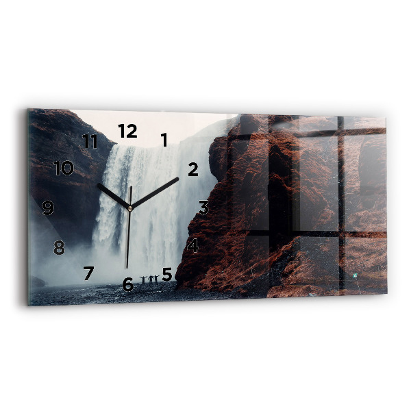 Horizontal wall clock Waterfall Iceland Landscape
