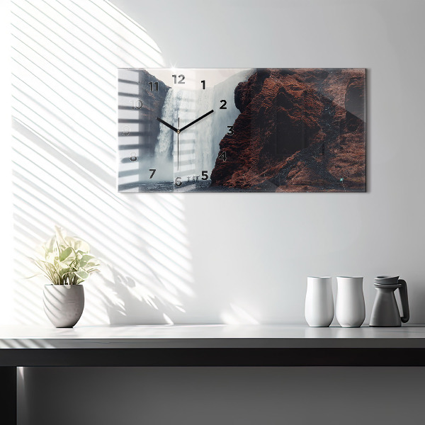 Horizontal wall clock Waterfall Iceland Landscape