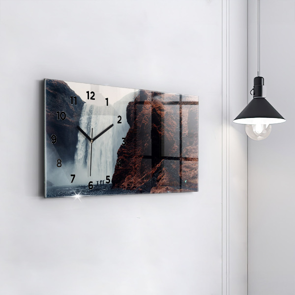 Horizontal wall clock Waterfall Iceland Landscape