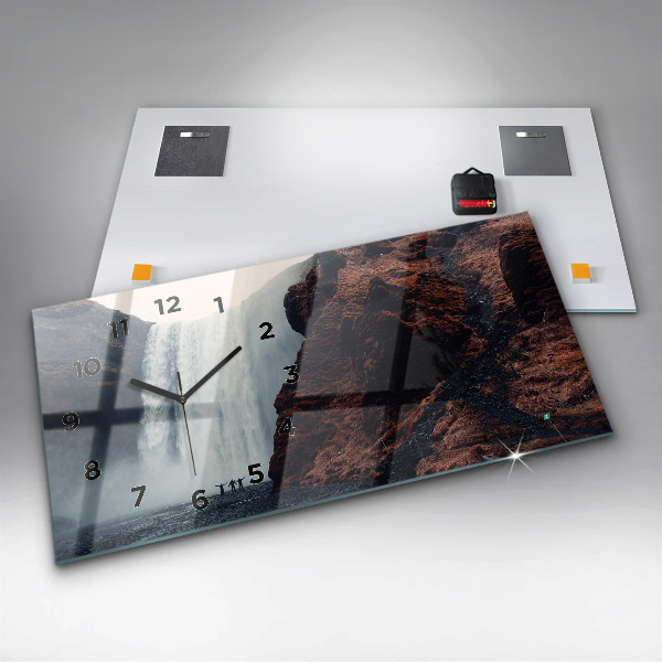Horizontal wall clock Waterfall Iceland Landscape