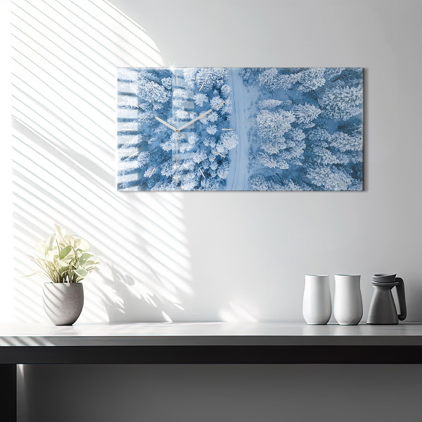 Horizontal wall clock Forest from a bird's eye view Drone