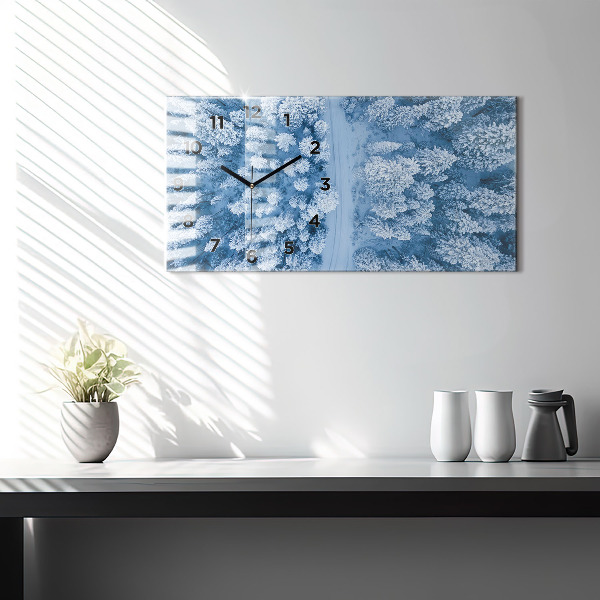 Horizontal wall clock Forest from a bird's eye view Drone