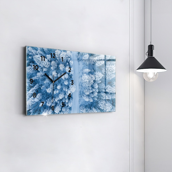 Horizontal wall clock Forest from a bird's eye view Drone