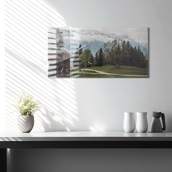 Horizontal wall clock Mountain view