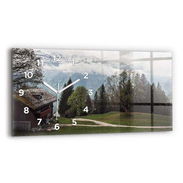 Horizontal wall clock Mountain view