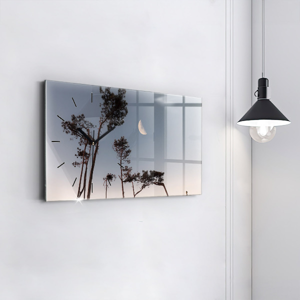 Horizontal wall clock Crescent and trees