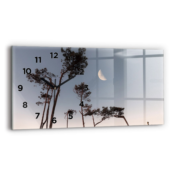 Horizontal wall clock Crescent and trees