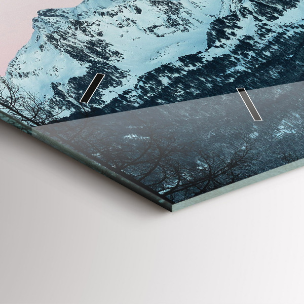 Horizontal wall clock Mountain range in winter