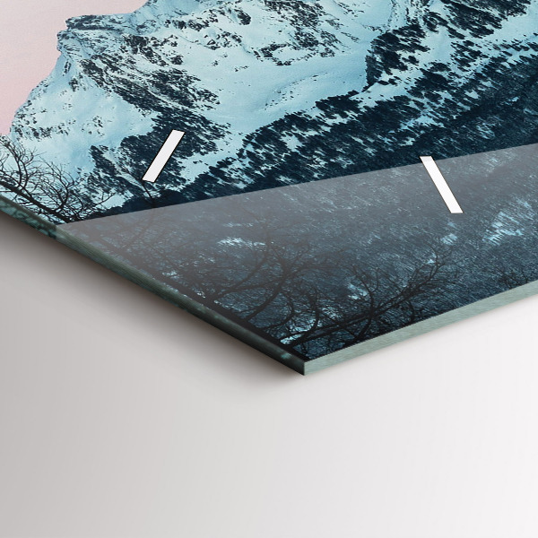 Horizontal wall clock Mountain range in winter
