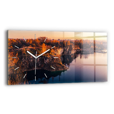 Horizontal wall clock Krakow lake Zakrzówek autumn