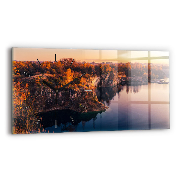 Horizontal wall clock Krakow lake Zakrzówek autumn