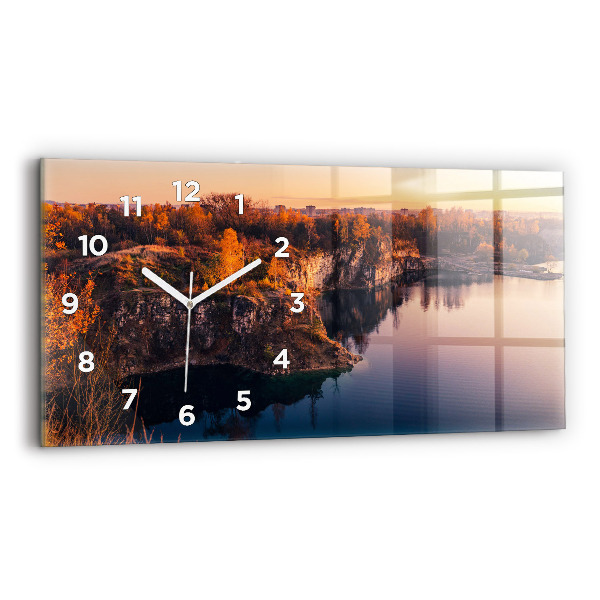 Horizontal wall clock Krakow lake Zakrzówek autumn