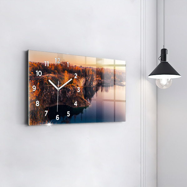 Horizontal wall clock Krakow lake Zakrzówek autumn