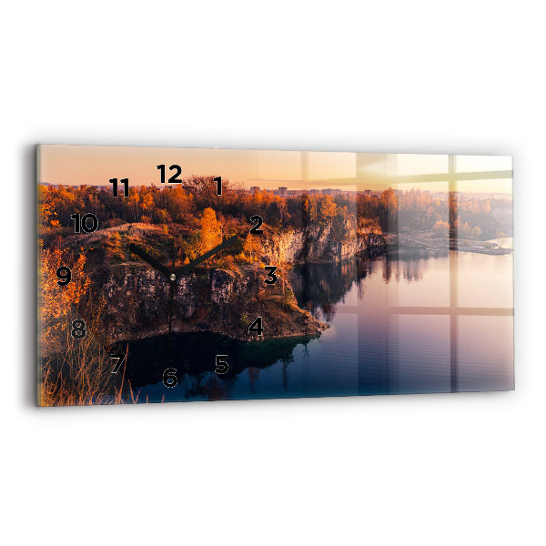 Horizontal wall clock Krakow lake Zakrzówek autumn