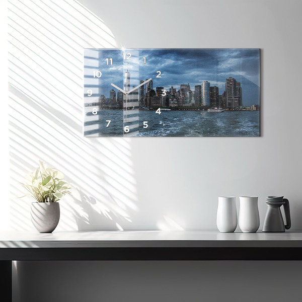 Horizontal wall clock New York City Panorama