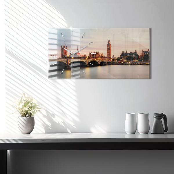 Horizontal wall clock Big Ben London panorama