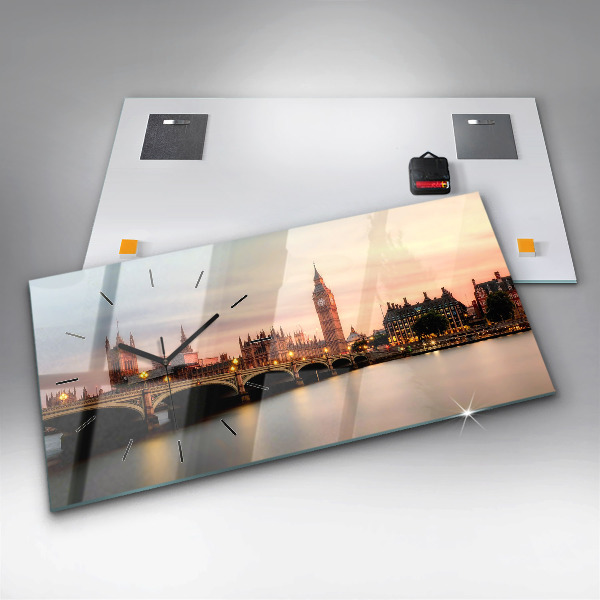 Horizontal wall clock Big Ben London panorama