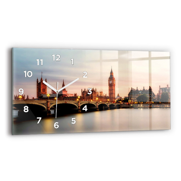 Horizontal wall clock Big Ben London panorama