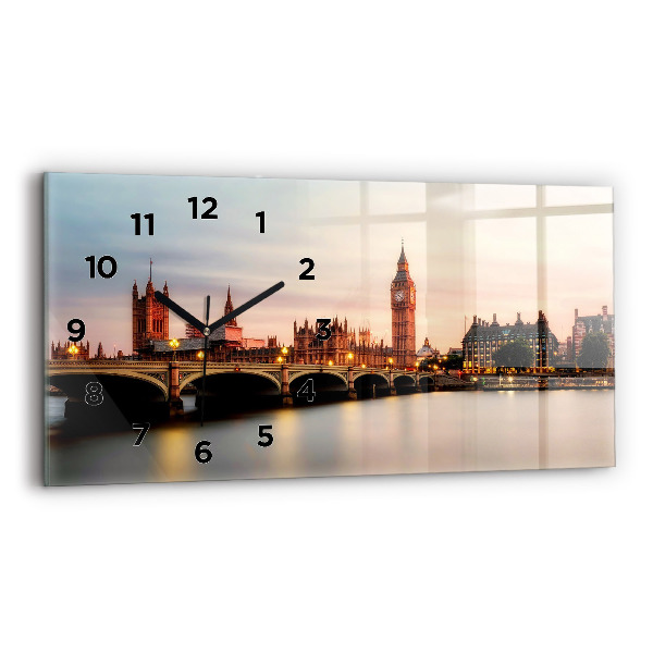 Horizontal wall clock Big Ben London panorama