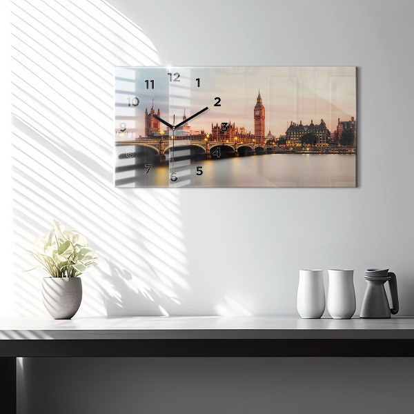Horizontal wall clock Big Ben London panorama